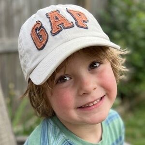 GAP KIDS Classic/Varsity Baseball Hat/Cap Tan/Beige Orange Embroidered Logo S/M